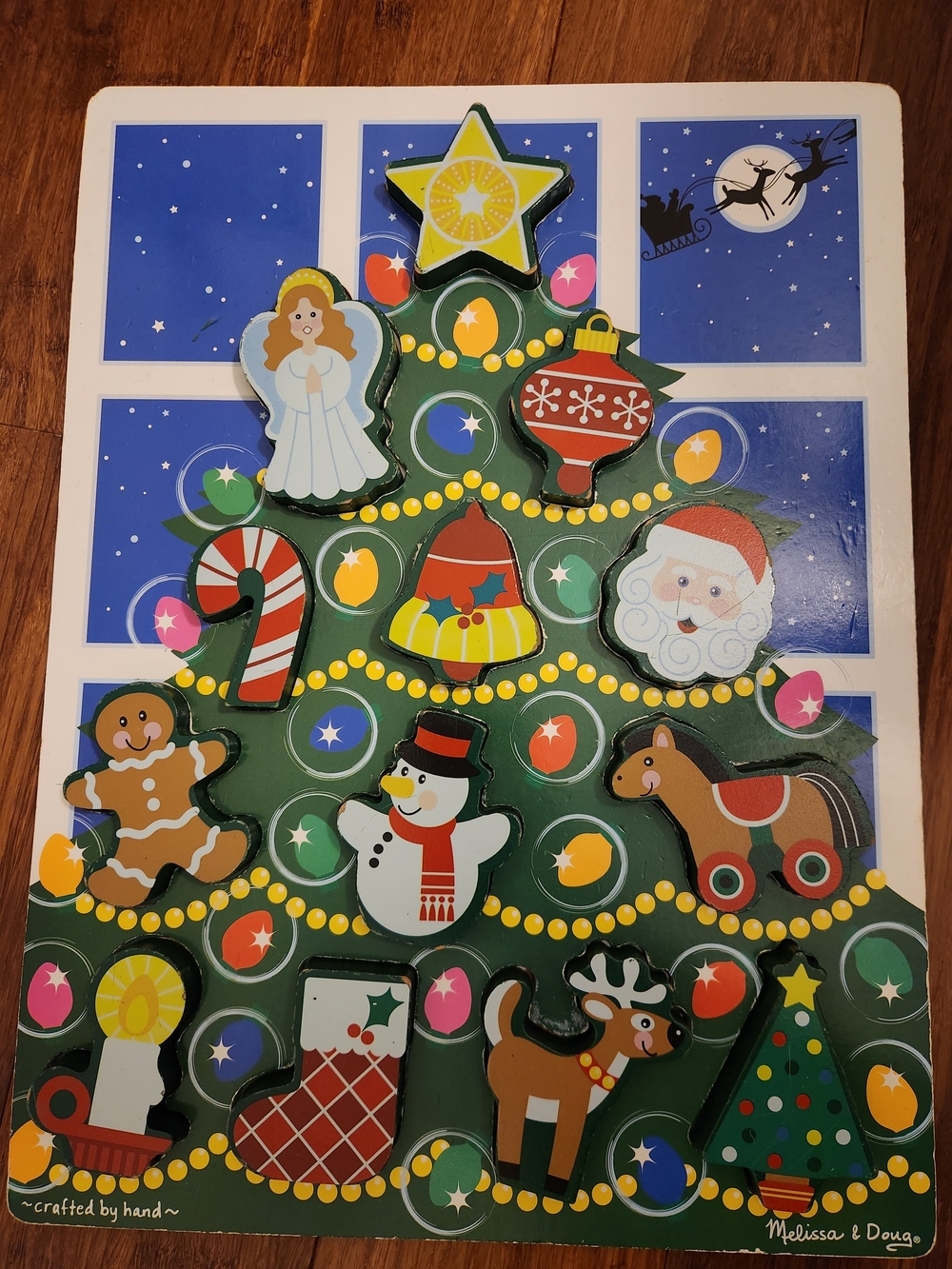 Melissa & Doug Christmas Tree Chunky Wooden Puzzle Holiday Kids Toy 3721 Rare